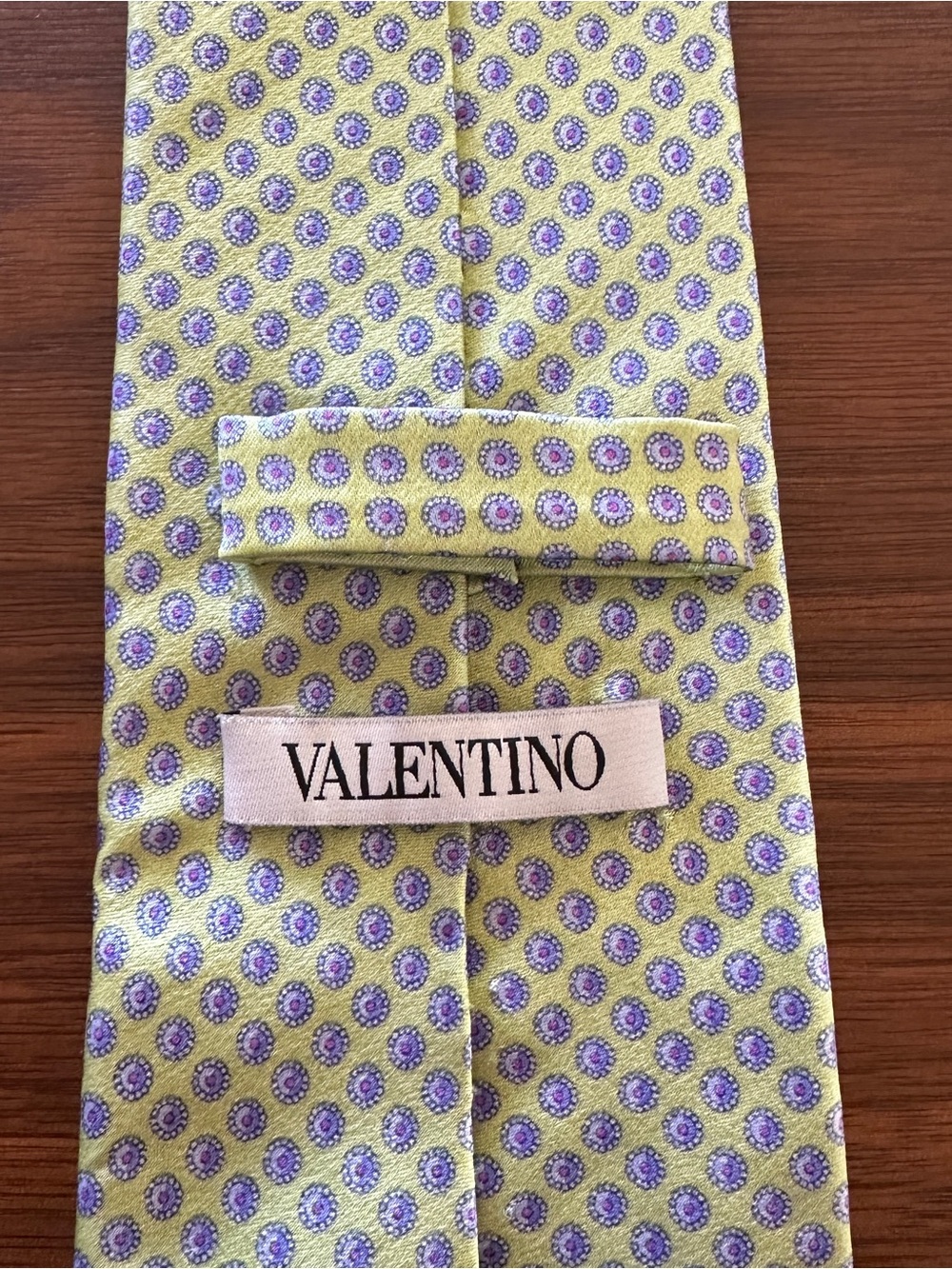 Valentino Yellow and Lavender Floral Medallion Silk Tie